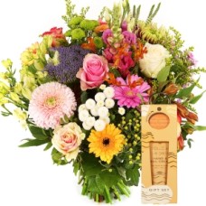 Pastel flowers + Hand and Nail cream (Bouquet worth pastel - colorful + Hand & Nail cream)